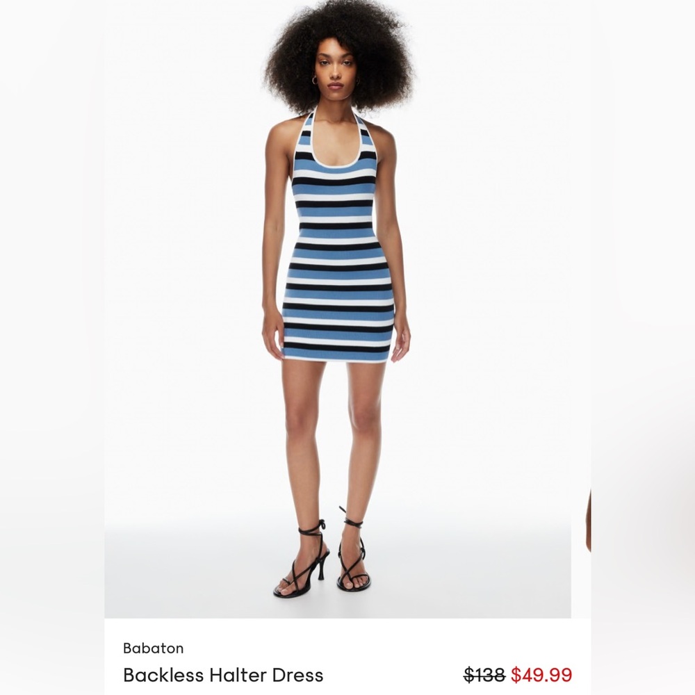 Babaton by Aritzia striped knit halter dress
